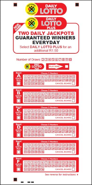 Daily Lotto pay slip