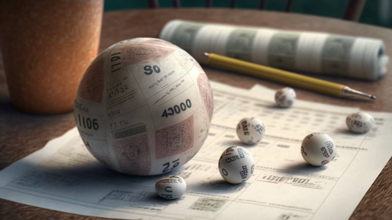 lottery balls made of paper lying on table